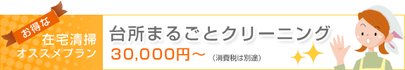 お得な在宅清掃オススメプラン・台所まるごとクリーニング：31,500円～